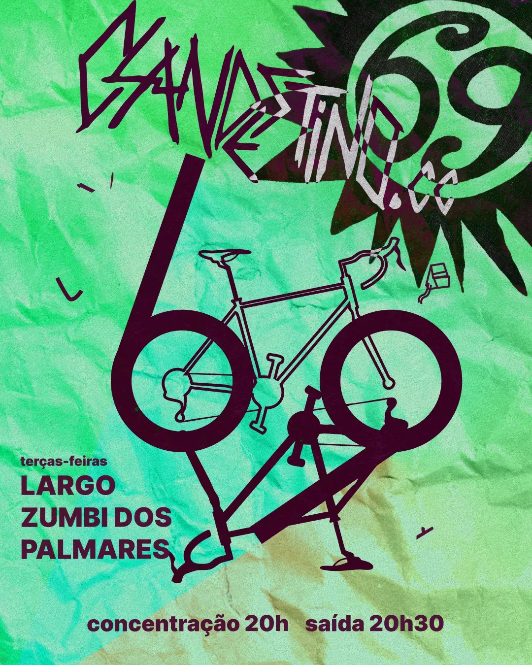 Cover 69: a bike frame drawn as the number 69 on green.