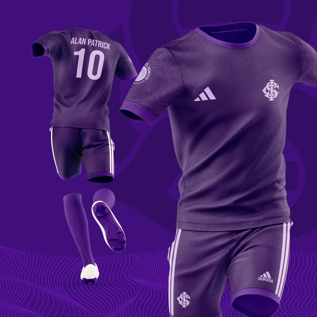 The purple kit from front and back, the back reading Alan Patrick 10.